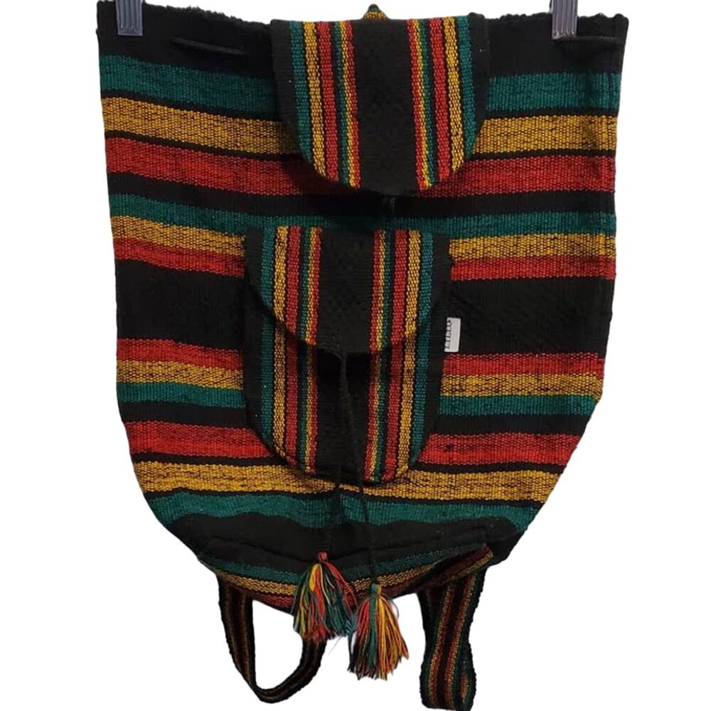 Artesanias LILLO Boho Hippie Woven Backpack Style Baja with Drawstring Closure